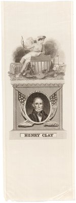 CHOICE HENRY CLAY "CHAMPION OF THE AMERICAN SYSTEM" SILK PORTRAIT RIBBON.