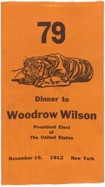 RARE SINGLE DAY EVENT RIBBON "DINNER TO WOODROW WILSON" SPONSORED BY THE PRINCETON CLASS OF 1879.