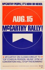 RARE "McCARTHY RALLY!" 1968 CARDBOARD POSTER.