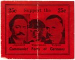 GERMAN COMMUNIST PARTY POSTERS AND CINDERELLA STAMP INCLUDING PIECE BY JOHN HEARTFIELD.