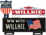 THREE 1940 WILLKIE LICENSE PLATE ATTACHMENTS INCLUDING SCARCE "WIN WITH WILLKIE."