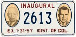 IKE-NIXON 1957 "INAUGURAL" JUGATE LICENSE PLATE.