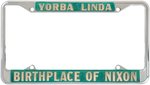 FOUR NIXON LICENSE PLATE ATTACHMENTS INCLUDING SCARCE 1960 "VOTE FOR NIXON PRESIDENT."