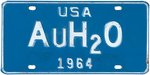 UNUSUAL GOLDWATER "AUH2O" LICENSE PLATE ATTACHMENT.