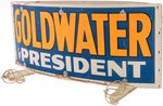 RARE "GOLDWATER FOR PRESIDENT" LARGE CARDBOARD CAR ROOF ADVERTISING SIGN.