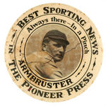 ST. PAUL "THE PIONEER PRESS" POCKET MIRROR SHOWING BASEBALL PLAYER "ARMBRUSTER."