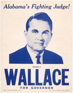 "ALABAMA'S FIGHTING JUDGE! WALLACE FOR GOVERNOR" 1962 CARDBOARD POSTER.