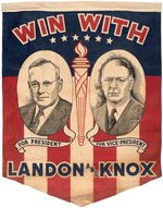 RARE "WIN WITH LANDON AND KNOX" GRAPHIC JUGATE BANNER.