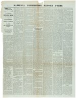 RARE 1876 NATIONAL PROHIBITION REFORM PARTY PRESIDENTIAL CAMPAIGN BROADSIDE.