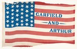 RARE "GARFIELD AND ARTHUR" 1880 CAMPAIGN PARADE FLAG.