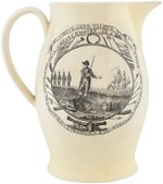 GEORGE WASHINGTON "BY VIRTUE AND VALOR" LIVERPOOL CREAMWARE PITCHER.