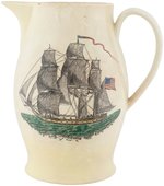 GEORGE WASHINGTON "BY VIRTUE AND VALOR" LIVERPOOL CREAMWARE PITCHER.