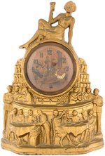 FIGURAL "REPEAL" MECHANICAL CLOCK WITH DIAL FEATURING BARTENDER SHAKING A DRINK.