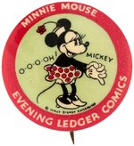 MINNIE MOUSE OUTSTANDING DESIGN BUTTON FROM 1930s PHILADELPHIA NEWSPAPER.