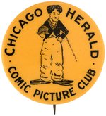 CHAPLIN AS THE TRAMP BUTTON PROMOTING CHICAGO HERALD COMIC PICTURE CLUB.