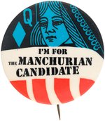 MANCHURIAN CANDIDATE BUTTON FROM FRANK SINATRA, JR. ESTATE WITH LETTER.