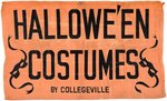 "HALLOWEEN COSTUMES BY COLLEGEVILLE" FABRIC ADVERTISING BANNER.