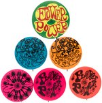 HIPPIE & FLOWER POWER SIX PSYCHEDELIC UNCOMMON BUTTONS C. 1967-1968.