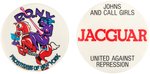 PROSTITUTES, JOHNS AND CALL GIRLS PAIR OF SEXUAL FREEDOM SCARCE NYC BUTTONS FROM 1970s.