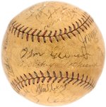 1927 PHILADELPHIA ATHLETICS TEAM-SIGNED BASEBALL FEATURING TY COBB.