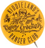 DAVY CROCKETT RARE MEMBER'S BUTTON FOR "KIDDIELAND'S RANGER CLUB".