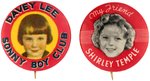 TWO BUTTONS FOR FAMOUS CHILD MOVIE STARS (1928-1935) HAKE BOOK COLOR PLATES.