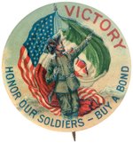 WWI ITALIAN-AMERICAN BOND/VICTORY GRAPHIC BUTTON FROM HAKE BOOK COLOR PLATES.