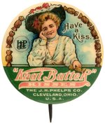 "'KNUT BUTTER' KISSES "RARE CANDY BUTTON & HAKE BOOK COLOR PAGE SPECIMEN.