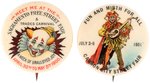 SACRAMENTO 1900 & CARSON CITY 1901 OUTSTANDING STREET FAIR BUTTONS.