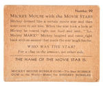 “MICKEY MOUSE WITH THE MOVIE STARS” GUM CARD #99.