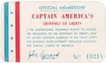 "CAPTAIN AMERICA'S SENTINELS OF LIBERTY" MEMBERSHIP CARD.