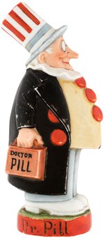 LITTLE NEMO CHARACTER "DOCTOR PILL" GLAZED CHINA FIGURAL FLASK.