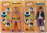 MR. MXYZPTLK AND PENGUIN MEGO ACTION FIGURE PAIR ON CARDS.