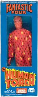 THE HUMAN TORCH MEGO ACTION FIGURE IN BOX.