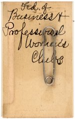 PERSONAL 1935 CONFERENCE BADGE OF AMELIA B.  MOORFIELD SUFFRAGIST AND PEACE ACTIVIST.