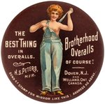 "BROTHERHOOD OVERALLS" CHOICE COLOR MIRROR FEATURES YOUNG WOMAN WITH BARE BREASTS.