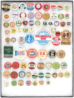 LABOR UNION DUES BUTTONS AND RELATED 150 PIECES OF VAST VARIETY SINCE EARLY 1900s.