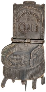 "PRESIDENTIAL CHAIR" MECHANICAL BADGE HIGH GRADE CONDITION FOR CLEVELAND FROM 1888 ELECTION.