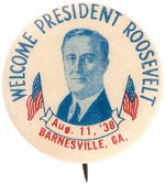 RARE ROOSEVELT "BARNESVILLE, GA" VARIETY OF 'GEORGIA HOME COMING' BUTTON.