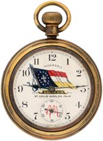 1904 ST. LOUIS WORLD'S FAIR RARE LOUISIANA PURCHASE EXPOSITION FLAG INGERSOLL POCKET WATCH.