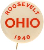 "ROOSEVELT OHIO 1940" BUTTON UNLISTED IN HAKE.
