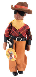 "LONE RANGER OFFICIAL DOLL" W/TAG, HAT, GUN BY DOLLCRAFT NOVELTY.