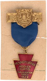 HANDSOME ENAMEL "PENNSYLVANIA HOOVER CURTIS INAUGURATION" BADGE.