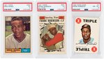 ERNIE BANKS & FRANK ROBINSON TOPPS PSA GRADED LOT OF EIGHT CARDS.