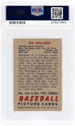 TED WILLIAMS 1950s PSA GRADED LOT OF FIVE CARDS.