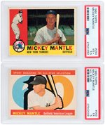 MICKEY MANTLE TOPPS PSA GRADED LOT OF FOUR CARDS.