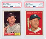 MICKEY MANTLE TOPPS PSA GRADED LOT OF FOUR CARDS.