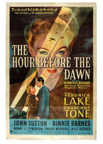 VERONICA LAKE "THE HOUR BEFORE THE DAWN" LINEN-MOUNTED MOVIE POSTER & LOBBY CARD.