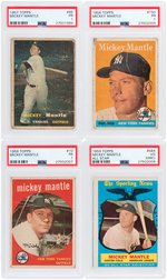 MICKEY MANTLE 1950s TOPPS PSA GRADED LOT OF FIVE CARDS.