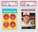 PETE ROSE TOPPS PSA GRADED PAIR W/ROOKIE CARD.